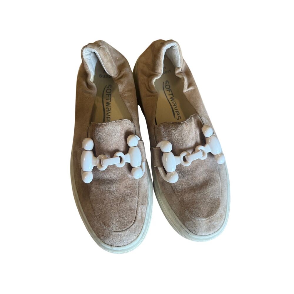 Softwaves "Tais" Women's Suede Platform Loafer Sneakers Beige EU 38.5 / US 8.5